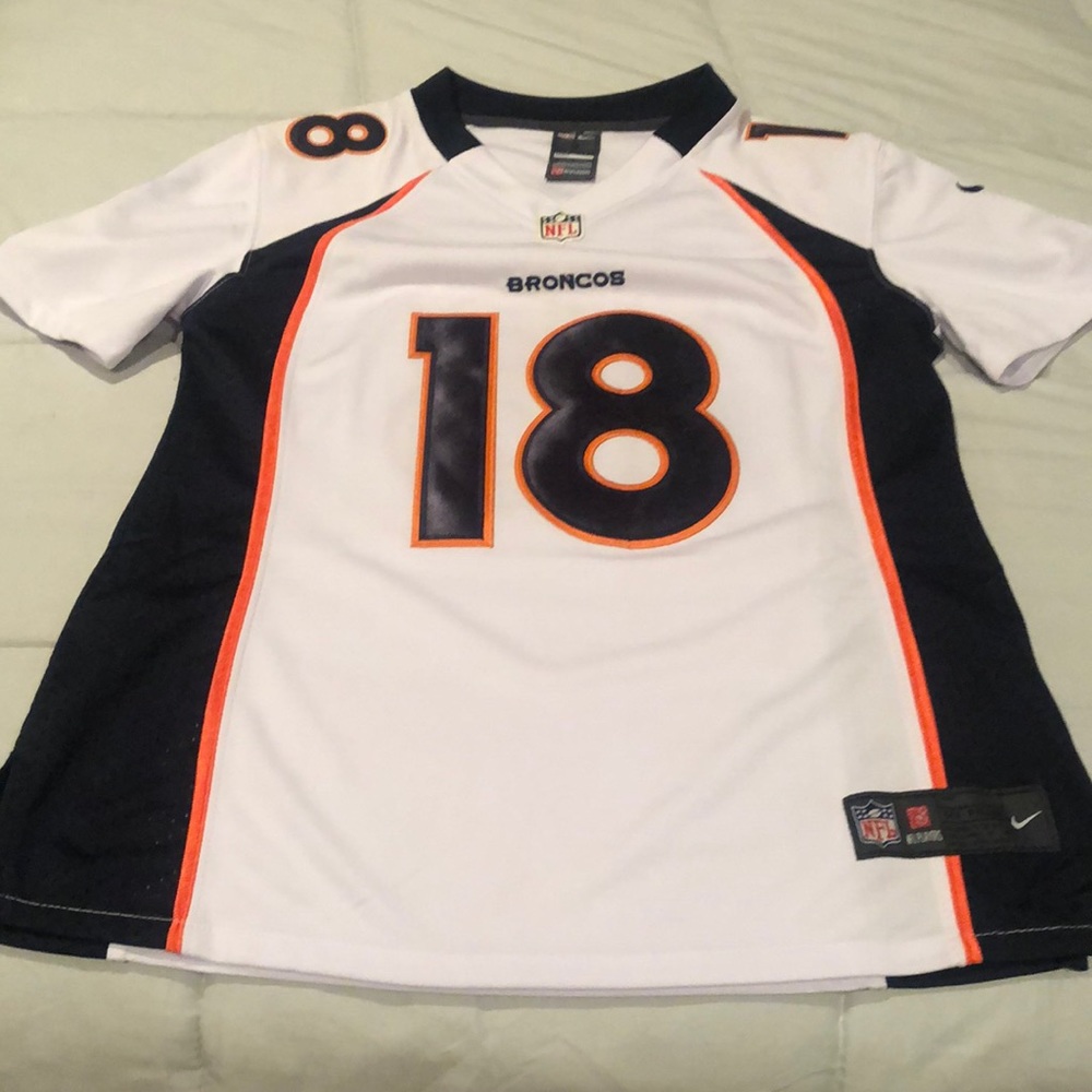 #18 Manning Broncos white jersey